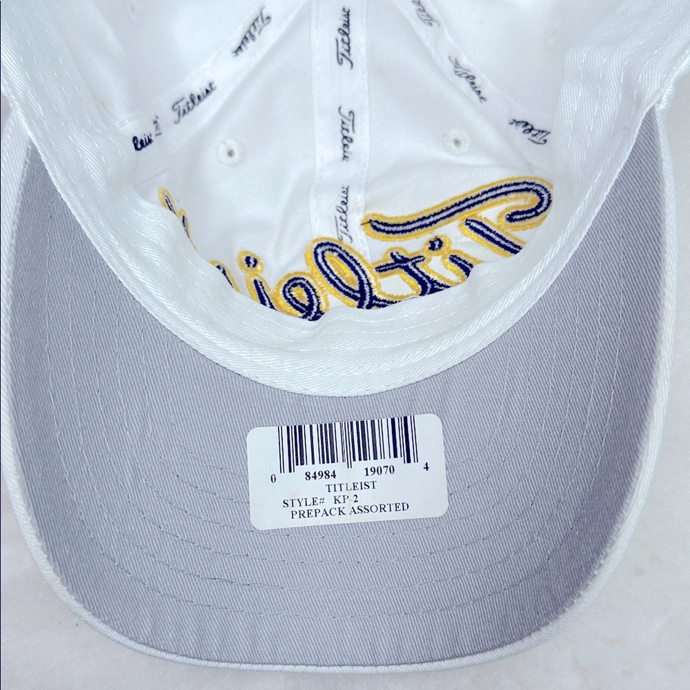 NWT TITLEIST PRO FJ Golf White Hat/Cap Footjoy PurpleGold Embroidered Adjustable - Picture 7 of 9